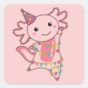 Axolotl wünscht Ihnen alles Gute zum Geburtstag Quadratischer Aufkleber