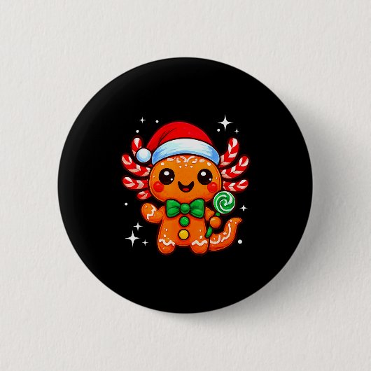 Axolotl Xmas Hat Santa Cute Funny Christmas Pajama Button (Vorderseite)