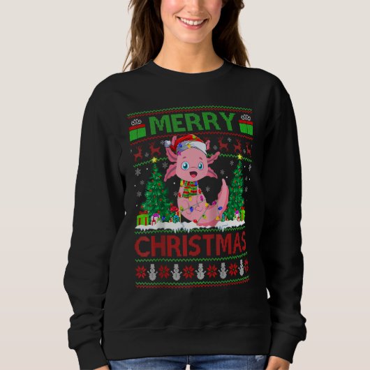 Axolotl Xmas Tree Lights Ugly Santa Axolotl Chri Sweatshirt (Vorderseite)