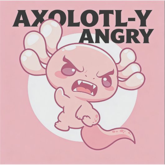 AXOLOTL-Y ANGRY AUFKLEBER (Vorderseite)