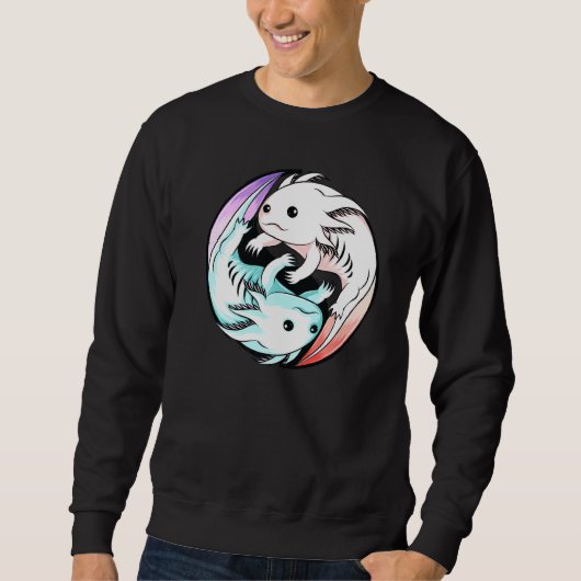 Axolotl Yin Yang Niedlich mexikanisch Walking Fish Sweatshirt (Vorderseite)