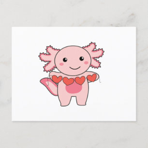 Axolotl zum Valentinstag Süße Tiere mit Feiertagspostkarte