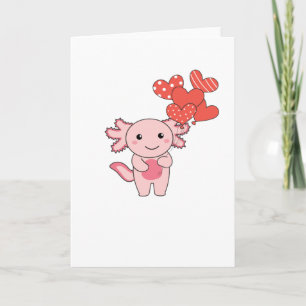 Axolotl zum Valentinstag Süße Tiere mit Karte