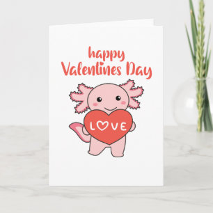 Axolotl zum Valentinstag Süße Tiere mit Karte