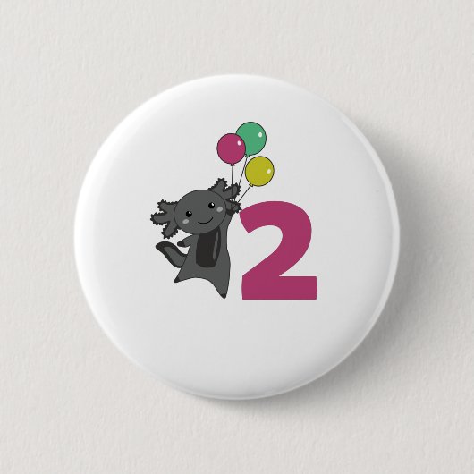 Axolotl Zweitgeburtstag für Kinder Button (Vorderseite)