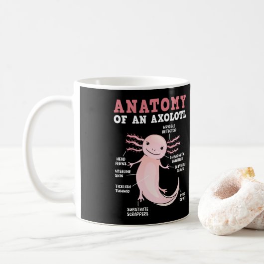 Axolotls Anatomie eines Axolotl Kawaii Kaffeetasse (Mit Donut)