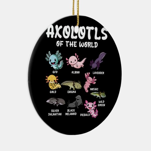 Axolotls of the World Niedlich Kawaii Axolotl Love Keramik Ornament (Rechts)