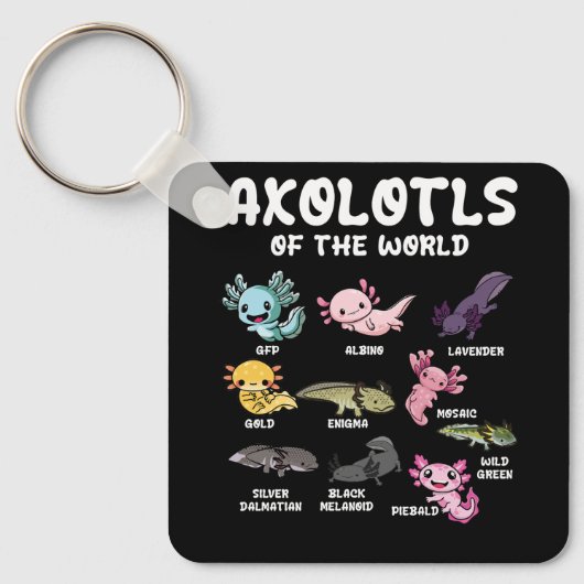 Axolotls of the World Niedlich Kawaii Axolotl Love Schlüsselanhänger (Vorderseite)
