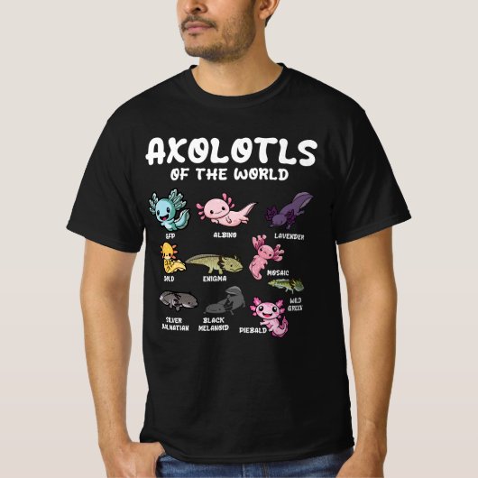 Axolotls of the World Niedlich Kawaii Axolotl Love T-Shirt (Vorderseite)
