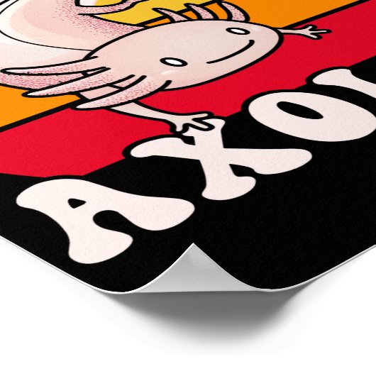 Axolotls Retro Sunset Axolotl Kawaii Poster (Ecke)