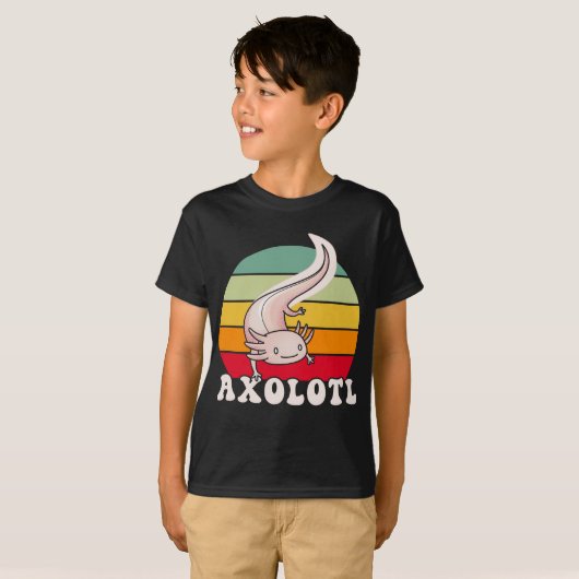 Axolotls Retro Sunset Axolotl Kawaii T-Shirt (Vorne ganz)