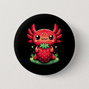Axolotls Süße Erdbeeren Sommer Frucht Liebhaber Ka Button
