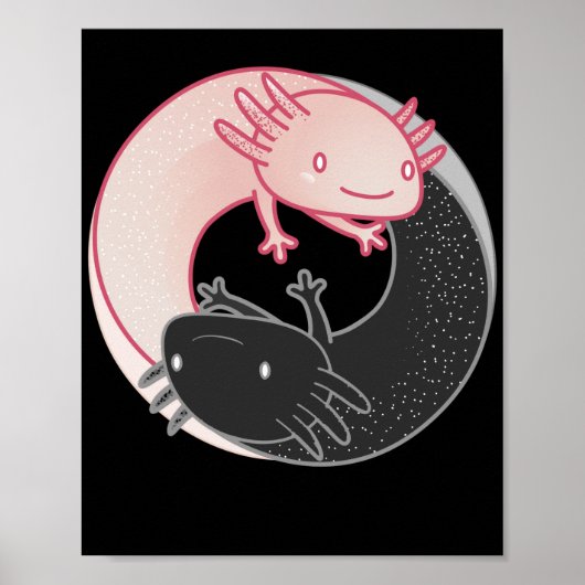 Axolotls Yin Yang Kawaii Poster (Vorne)