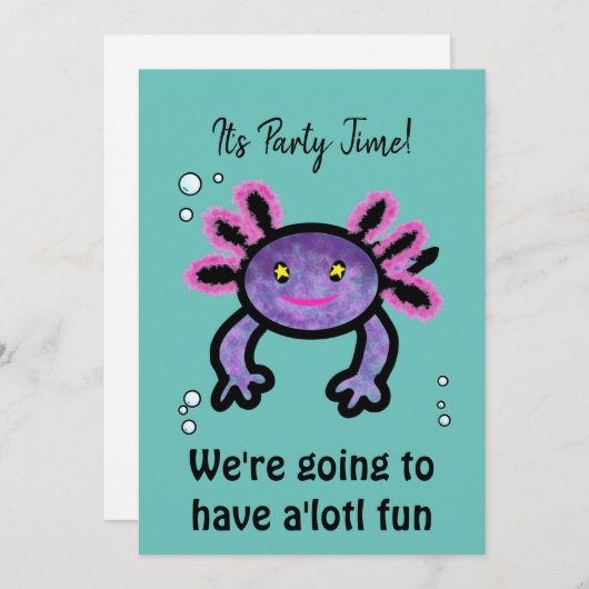 Axoltl-Party Einladung (Vorne/Hinten)