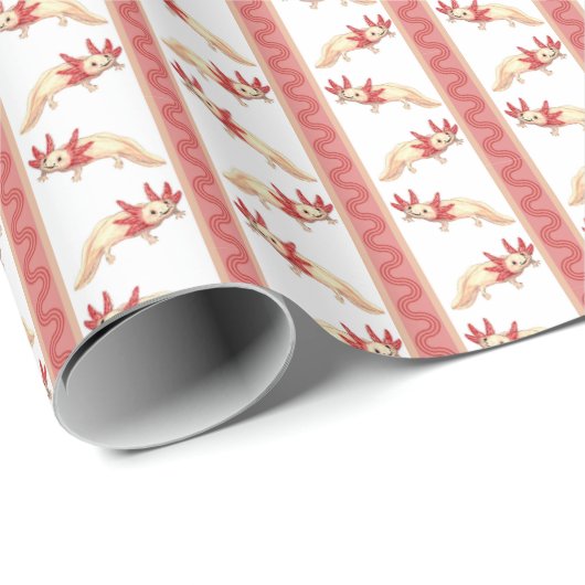 Axotl Streifen  Geschenkpapier (Rolleneckpunkt)