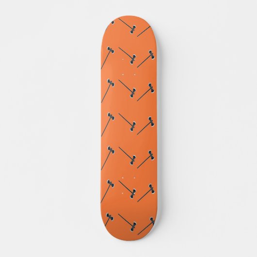 Äxte auf Orange Skateboard (Vorne)
