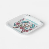 Äxte und Rose - Ax-Throwing-Junggeselinnen-Abschie Pappteller (Gewinkelt)