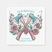 Äxte und Rose - Ax-Throwing-Junggeselinnen-Abschie Serviette (Vorderseite)