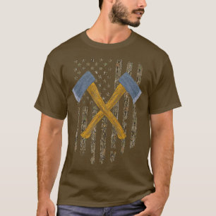Axtwerfen Beil Amerikanische Flagge Baum Vintage T-Shirt