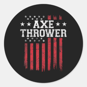 Axtwerfer stolz Amerikanische Flagge USA Patriot P Runder Aufkleber