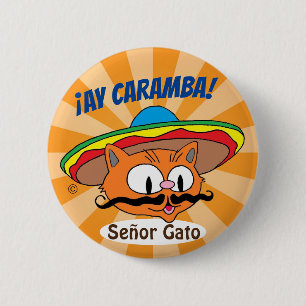 Ay Caramba! Cartoon Mustache Cat Señor Gato Schal Button