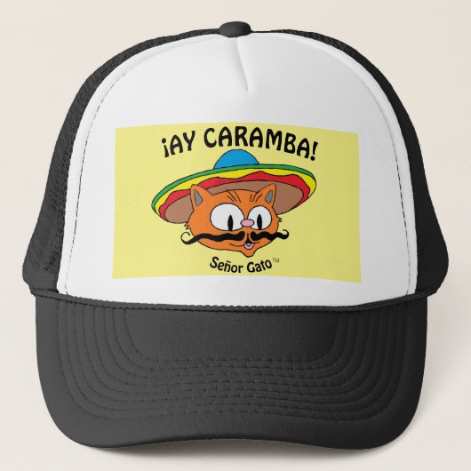 ¡AY CARAMBA! Senor Gato Mexikanischer Cartoon Truckerkappe (Vorderseite)