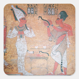 Ay darstellend die Eröffnung der Mundzeremonie Quadratischer Aufkleber