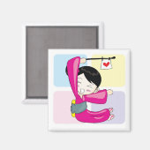 Aya-chan E-shape Square Magnet (Vorderseite/Rückseite)