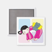 Aya-chan O-shape Square Magnet (Vorderseite/Rückseite)