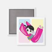 Aya-chan V-shape Square Magnet (Vorderseite/Rückseite)