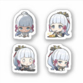Ayaka Genshin Impact 4er Stickerbogen Aufkleber (Vorderseite)