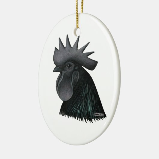 Ayam Cemani Hahn-Kopf Keramikornament (Links)