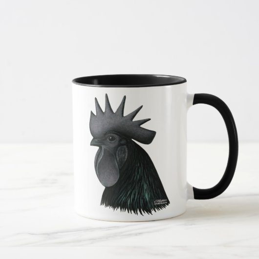 Ayam Cemani Hahn-Kopf Tasse (Rechts)