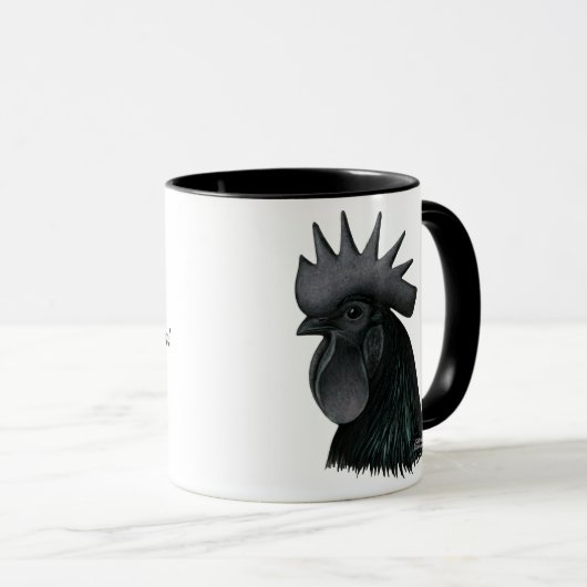 Ayam Cemani Hahn-Kopf Tasse (VorderseiteRechts)