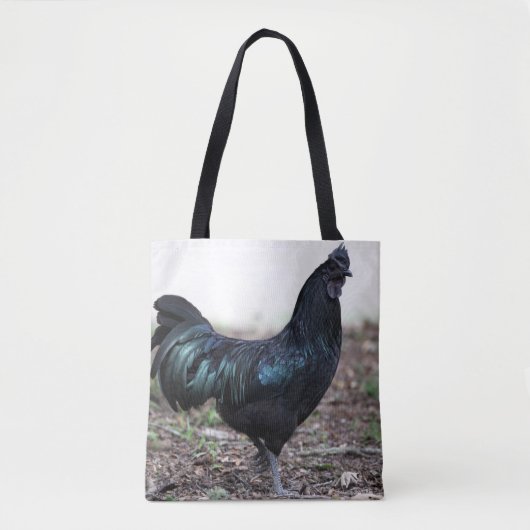 Ayam Cemani Hahn-Schwarz-Huhn-Hahn Tasche (Vorderseite)