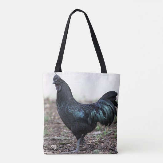 Ayam Cemani Hahn-Schwarz-Huhn-Hahn Tasche (Rückseite)
