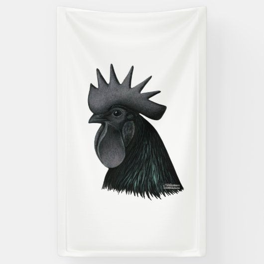 Ayam Cemani Rooster Head Banner (Vertikal)
