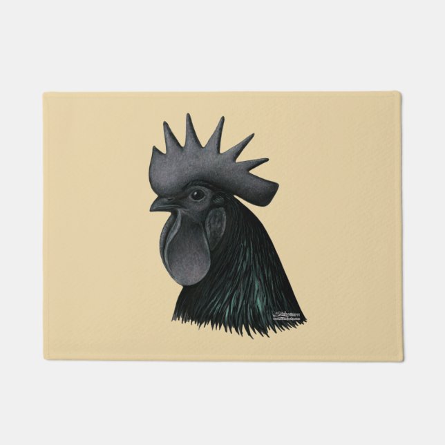 Ayam Cemani Rooster Head Fußmatte (Vorderseite)