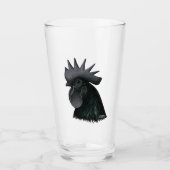 Ayam Cemani Rooster Head Glas (Vorderseite)