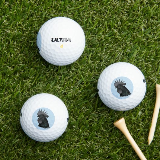 Ayam Cemani Rooster Head Golfball (Insitu Gras)