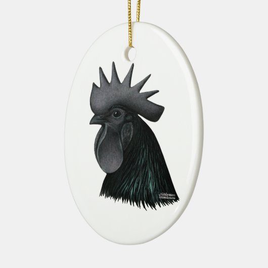 Ayam Cemani Rooster Head Keramik Ornament (Links)