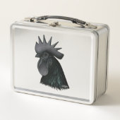 Ayam Cemani Rooster Head Metall Brotdose (Vorderseite)