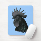 Ayam Cemani Rooster Head Mousepad (Mit Mouse)