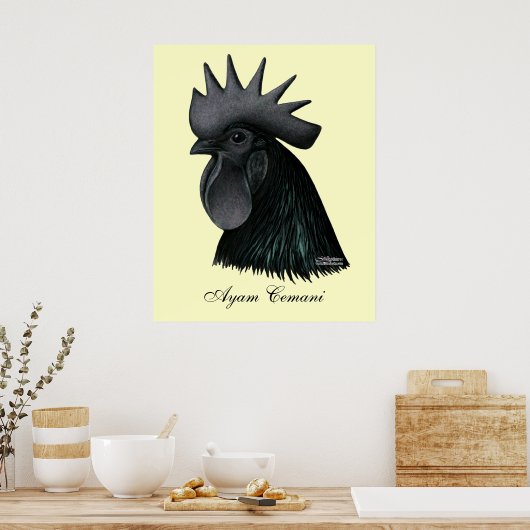 Ayam Cemani Rooster Head Poster (Küche)