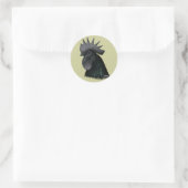 Ayam Cemani Rooster Head Runder Aufkleber (Tasche)