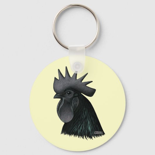 Ayam Cemani Rooster Head Schlüsselanhänger (Vorderseite)