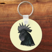 Ayam Cemani Rooster Head Schlüsselanhänger (Vorderseite)