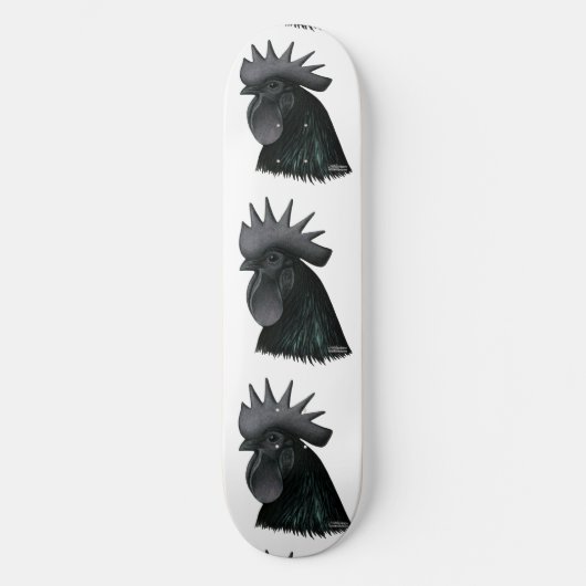 Ayam Cemani Rooster Head Skateboard (Vorderseite)