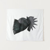 Ayam Cemani Rooster Head Wandteppich (Vorderseite (Horizontal))