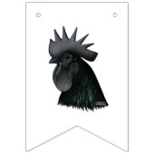Ayam Cemani Rooster Head Wimpelkette (Zweite Fahne)